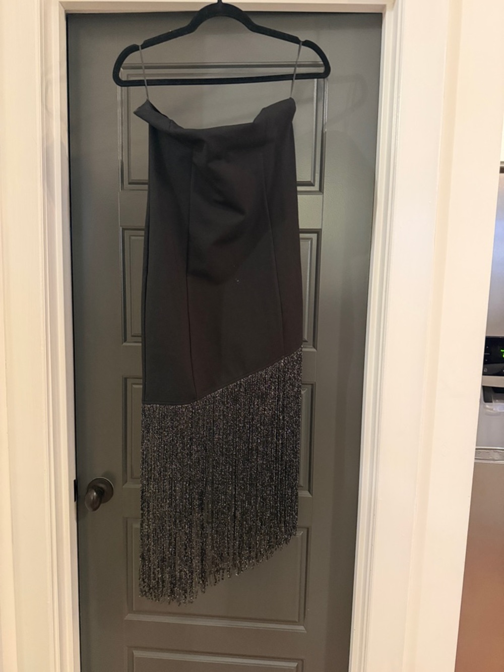 Superdown Black Fringe Asymmetric Cocktail Skirt